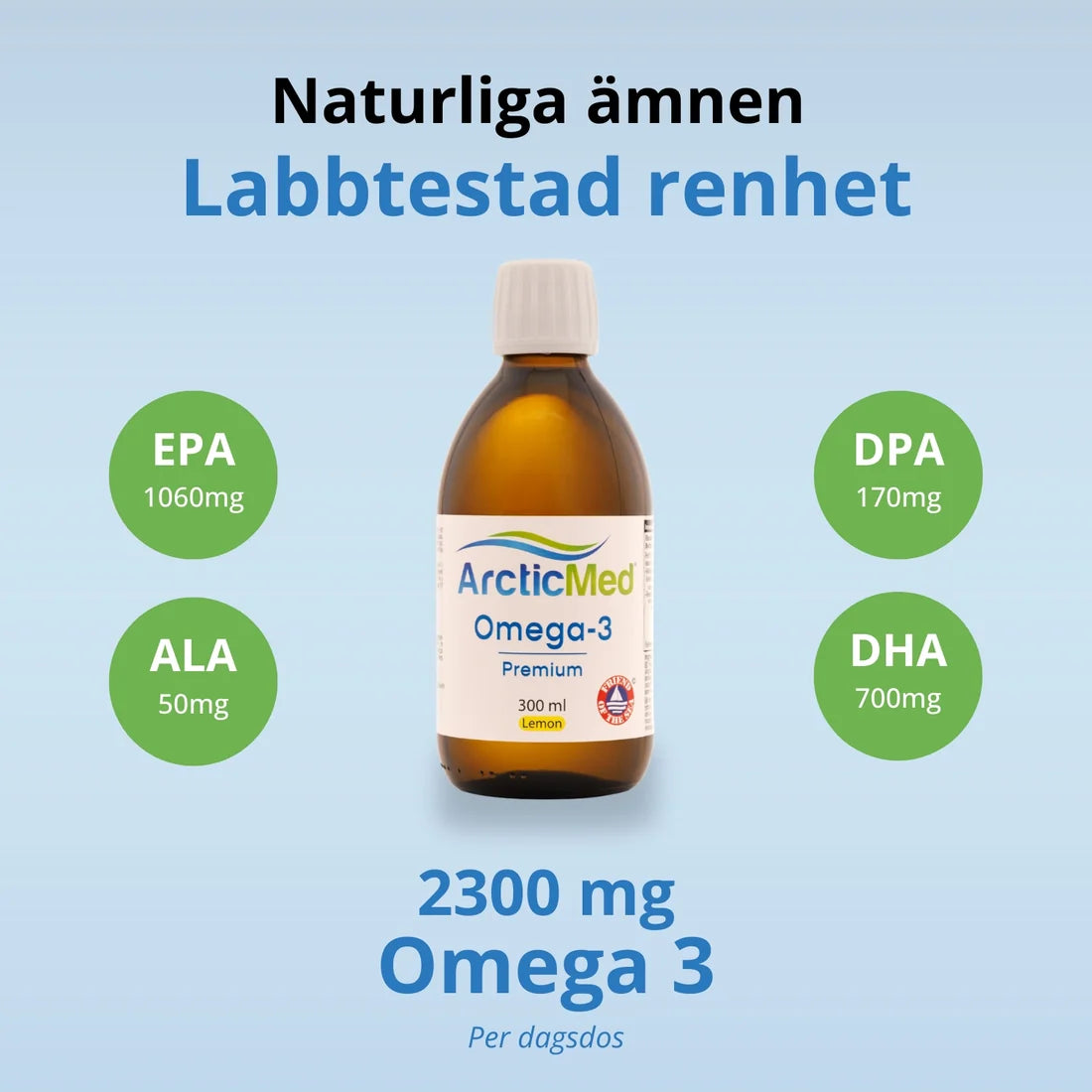 ArcticMed Omega-3 Premium med citron – flytande omega-3 fiskolja