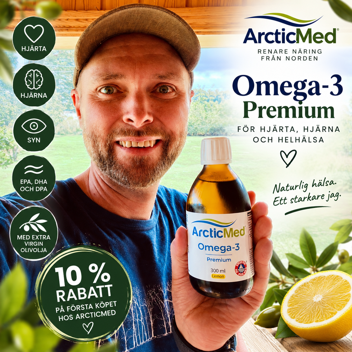 Eric med ArcticMed Omega-3 Premium och 10 procent rabatt på första köpet