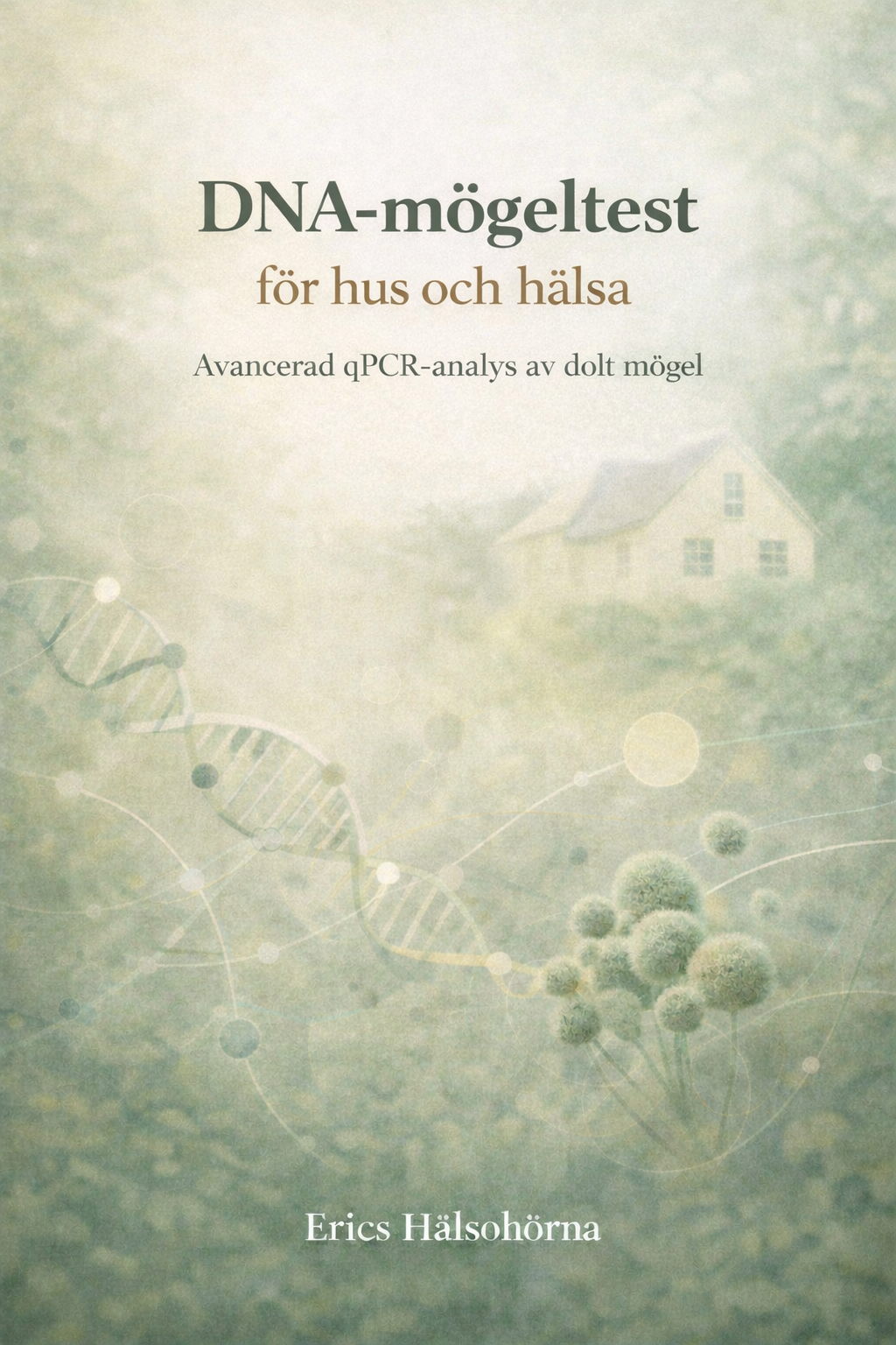 DNA-mögeltest för hus och hälsa från Eric’s Hälsohörna, med fokus på qPCR-analys av dolt mögel i lugn skandinavisk stil.