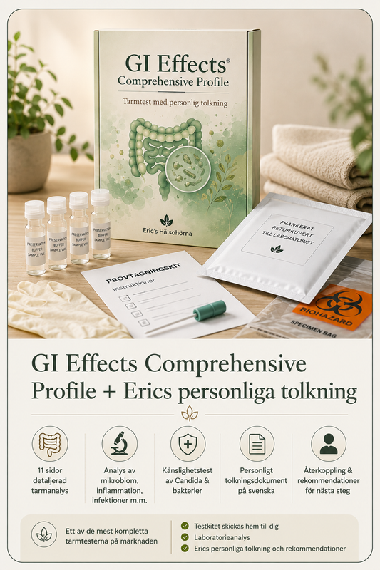 GI Effects tarmanalys med personlig tolkning – avföringstest för IBS, dysbios och tarmhälsa | Erics Hälsohörna
