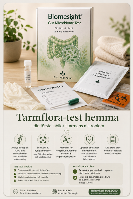 Biomesight tarmflora-test för hemmabruk med provtagningskit
